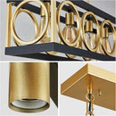 XINGQI Modern Rectangle Chandelier, Farmhouse Kitchen Island Lighting Rustic Industrial Hanging Light Fixture 4-Light Metal Linear Pendant for Dining Room Living Room Hallway, Black and Gold by CozyNest Decor