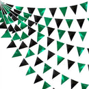 Black Green Party Decorations Metallic Fabric Triangle Pennant Banner Flag Bunting Garland for Video Game Soccer Birthday Graduations Wedding Bachelorette Halloween Outdoor Holiday Party Supplies by GreenHaven Gardens