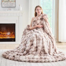 Lotus Karen Faux Fur Throw Blanket Tie-Dye Beige - Big Bubble Rabbit Fluff Blanket for Couch, Small Fluffy Fuzzy Cozy Blankets,Thick Furry Plush Shaggy Blankets,50x60 Inches by CozyNest Decor