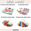 Cupkin Mosaic Sticker Art Kits for Kids and Adults, ABC Mosaics Art Craft Kit for Boys and Girls, 52 Page Sticker by Number Mosaic Kit with 3,000+ Jewel + Foam Stickers, Kids Coloring Book by TinyTreasures Baby Boutique
