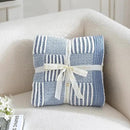 Amélie Home Chenille Knit Throw Blanket for Couch, Checkered Texture Decorative Soft Blanket for Sofa, Bed & Living Room, 50"x60", Blue & White by CozyNest Decor