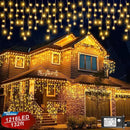 Icicle Christmas Lights, 98FT 1216 LED Icicle Lights for Outside with 228 Drops, 8 Modes Waterproof Twinkle String Lights for House Bedroom Wedding Holiday Decorations, Warm White by GreenHaven Gardens
