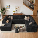 Cloud Sectional Couches for Living Room,U Shaped Modular Sofas No Assembly,135x100 Inches Plush Corduroy Oversized Floor Couch Set with Deep Seat Chaise,Black by CozyNest Decor
