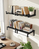 Deep Floating Shelves for Wall, 12 inch Wall Mounted Shelves Set of 2, Wide Floating Shelves for Living Room, Bedroom, Study, Bathroom, Black TBJ02P2BB by CozyNest Decor