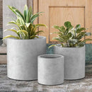 Kante 9.8",12.6",15.7" Dia Round Concrete Planter Set of 3, Modern Style Large Cylindrical Plant Pot with Drainage Hole and Rubber Plug for Indoor Outdoor Patio, Natural Concrete by GreenHaven Gardens