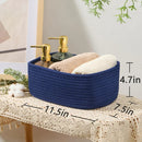 Small Storage Baskets for Organizing | Closet Organizer Bins | Shelf Toy Basket | Woven Rope Baskets | Cube Decorative Box | Shallow Basket | 11.5x7.5x4.7” | 3 Packs Navy Blue by GreenHaven Gardens