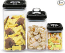 Felli Flip Tite Storage Container with Lid 6" XL Air Tight Ring Lock Top, Clear Acrylic Canister Set for Kitchen, Pet Cat Dog Food Treats, 5 lb Flour Sugar Pantry Organizer (Nest-L, Black) by TinyTreasures Baby Boutique