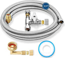 Dishwasher Installation Kit - 10 FT Stainless Steel Braided Dishwasher Hose kit,Food Grade PEX Inner Tube Water Line with 3/8"x 3/8"x 3/8" Tee Stop Valve,3/8"x 3/8"MIP Elbow,3/8"x 3/4"FHT Elbow by CozyNest Decor