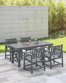 HDPE Patio Dining Set, 5-Piece Outdoor Table and Chairs with Umbrella Hole, Modern Outdoor Dining Set for 4, HDPE Outdoor Patio Furniture Dining Sets for Deck, Poolside, Porch, Smoke Gray by CozyNest Decor