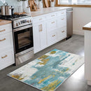 Entryway Rug 2x3 Blue Rug, Washable Abstract Small Rugs Non-Slip Low Pile Throw Rugs for Kitchen Floor, Front Door, Bedroom Bedside by TinyTreasures Baby Boutique