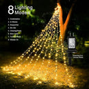 Christmas Star String Lights, 320 LED Waterfall Tree Lights with 13" Topper Star 8 Lighting Modes Indoor Outdoor Halloween Decorations for Holiday, Wedding, Party (Warn White) by GreenHaven Gardens