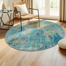 Washable Area Rugs 4ft Non-Slip Modern Abstract Soft for Living Room Entryway Bedroom Nursery, Print Pattern, Teal Blue Green Orange Rust Red Colorful by TinyTreasures Baby Boutique