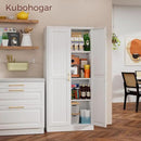 60" Tall Metal Pantry Cabinet, White Kitchen Pantry Storage Cabinet with 3 Adjustable Shelves and Gold Handles, Cupboard for Kitchen, Dining Room, Living Room, Bathroom by CozyNest Decor