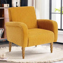 Chenille Fabric Accent Chair, Upholstered Armchair with Solid Wood Legs, Modern Living Room Accent Chair, Comfy Single Sofa Chair Reading Club Chair for Bedroom Reception Lounge, Yellow by CozyNest Decor
