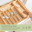 Premium Silverware, Flatware and Utensil Organizer for Kitchen Drawers, Food-Safe Contract Grade, Expandable from 16 to 28 In, Natural Bamboo by CozyNest Decor