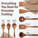 PriorityChef Premium Wooden Spoons for Cooking - 8pc Smooth Finish Teak Utensil Set with Hanging Hooks, Heat-Resistant & Nonstick Safe, Ideal for Gifting by CozyNest Decor