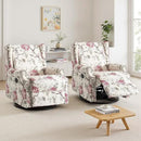 UIXE Swivel Rocker Manual Recliner Chairs Set of 2, Wingback Swivel Glider Fabric Nursery Reclining Sofa Chair, High Back Upholstered Arm Chair for Living Room Bedroom - Beige Floral by CozyNest Decor