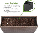 LEWIS&WAYNE Large Rectangular Block Planter Box Handmade Wicker Tall Planters for Outdoor Plants with Removable Liners Modern Planter for Indoor Outdoor Patio Deck - Brown, 30''x12''x16'' by GreenHaven Gardens