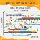 Train Wall Decals for Kids by Lipastick - Educational Railroad Wall Stickers for Boys and Girls - Peel and Stick Locomotive, Carriage, Wagon Wall Decals for Nursery, Playroom, Bedroom Decor -XXL Size by TinyTreasures Baby Boutique