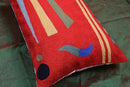 Lumbar Kandinsky Red Abstract Pillow Cover Modern Throw Pillowcase Chair Cushion Contemporary Farmhouse Pillowsham Couch Handembroidered Wool Size 14x20 by CozyNest Decor