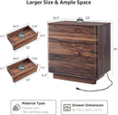 JXQTLINGMU 22" Modern Nightstand with Charging Station, Large Push-to-Open End Table, Wood Bedside Table w/Curved Profile Design, Handleless 3 Drawer Night Stand for Bedroom, Living Room, Brown by CozyNest Decor