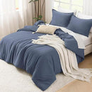 Litanika Comforters Bluish Grey King Size, 3 Pieces Lightweight Solid Bedding Set & Collections, All Season Fluffy Bed Set (104x90In Comforter & 2 Pillowcases) by CozyNest Decor