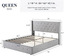 Allewie Queen Size Lift Up Storage Bed, Button Tufted Headboard with Wingback, Hydraulic Support, No Box Spring Needed, Light Grey by CozyNest Decor