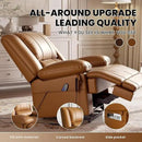 Large Dual Motor Power Lift Recliner Chair with Massage and Heat for Elderly People, Infinite Position,USB Ports and Remote Control,Breathable Leather (Light Brown) by CozyNest Decor