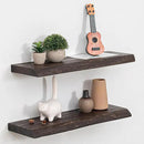 Fun Memories Floating Shelves for Wall, 24 Inhc Floating Shelves Wall Mounted, Rustic Live Edge Elm Wood Shelf, Heavy-Duty Storage Shelves for Books, Bathroom, Kitchen, Walnut Finish, Set of 2 by CozyNest Decor