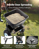 VEVOR Broadcast Spreader, 100LBS4Capacity, Walk-Behind Push Spreader, 0-9.8ft Spreading Width, 13 in All Terrain Pneumatic Tires, Lawn Spreaders with Hopper Grate, for Seed, Fertilizer, Salt, Ice Melt by GreenHaven Gardens