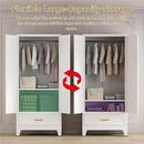 71'' Farmhouse Metal Wardrobe Cabinet with Hanging Rod, 2 Barn Door Wardrobe Closet with Adjustable Shelves,Drawer,for Dining Room,Bedroom,Living Room, Cloak Room,Office (White) by CozyNest Decor