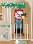 Baby Gate for Stairs, 30'' Tall 29.5-46" Extra Wide Dog Gate for Stairs Walk Thru Auto Close Metal Pet Gate for The House, Stairs and Doorways Child Gate Pressure Mounted Safety Gate Indoor - White by TinyTreasures Baby Boutique