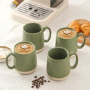 Large Ceramic Coffee Mugs Set - 15 OZ Porcelain Coffee Latte Cups Set of 4 with Handle Perfect for Cappuccino, Tea, Mocha, Hot or Cold Drinks, Unique Glaze Design for Home, Cafe and Coffee Bar, Green by CozyNest Decor