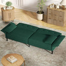 89” Futon Sofa Bed, Velvet Fabric Comfy Futon Couch Bed with 2 Square Pillows, Convertible Sleeper Sofa with Adjustable Backrest& Armrests, Modern Loveseat Sleeper for Living Room, Bedroom by CozyNest Decor