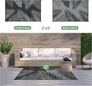GENIMO Outdoor Rug 3' x 5' Waterproof for Patios Clearance, Reversible Outdoor Plastic Straw Camping Rug Carpet, Large Area Rugs Mats for RV, Camper, Deck, Balcony, Porch, Beach, Picnic, Black&Grey by CozyNest Decor