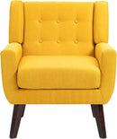 UIXE Accent Chairs Set of 2, Modern Armchair Upholstered Arm Chair in Fabric for Living Room, Comfy Single Sofa Seats Button Tufted Reading Seating, Yellow by CozyNest Decor