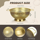 Norme 4 Quart Stainless Steel Gold Colander and 3 Pcs Gold Fine Mesh Strainer, Stainless Steel Pasta Rice Food Metal Strainer with Handles, Easy Clean and Dishwasher Safe by CozyNest Decor