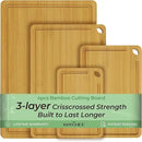 4-Pcs Natural Wood Cutting Board Set Kitchen Tools with Juice Groove, Wooden Chopping Board for Meat, Fruit, Vegetables & Cheese (Pre Oiled, Natural) by CozyNest Decor