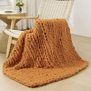 Bigacogo Chunky Knit Throw Blanket for Couch, 40x40 inches, 100% Hand Knitted with Thick Jumbo Chenille Yarn, Cozy Soft Large Rope Knot Cable Crochet Blankets for Sofa Bed Living Room, Burnt Orange by CozyNest Decor
