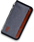 Real Leather Wallet RFID Family Passport Holder Waterproof Travel Essentials (Grey) by TinyTreasures Baby Boutique