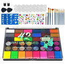 Face Painting Kit, Water Activated Face Paint Palette with Stencils, Brushes, Gems for Halloween Makeup, Parties, Carnival, School Event & Festivals (42 Colors) by TinyTreasures Baby Boutique