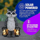 Exhart Garden Sculpture, Raccoon Solar Garden Statue with 2 Jars, 16 LED Firefly Lights, Outdoor Garden Decoration, 7.5 x 9 x 10.5 Inch by GreenHaven Gardens
