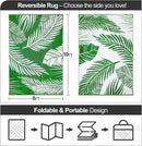 Waterproof Outdoor Rug 8x10ft, Green Leaf Reversible Plastic Straw Mat for Patio RV Deck Porch Backyard Balcony Camping Picnic Beach Indoor Outdoor Carpet, Green&White by CozyNest Decor