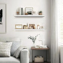 Floating Wall Shelves 2-Pack - 24-Inch Rustic White Wooden Shelves for Storage and Décor, Easy Installation for Living Room, Bedroom, and Kitchen by CozyNest Decor