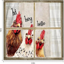 Visual Art Decor Funny Rooster Wall Art Chicken Picture Rustic Farmhouse Front Door Welcome Sign Framed 12x12 inch, Rustic Brown by CozyNest Decor