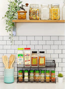 CAXXA 2 PK 2 Tier Mesh Kitchen Counter-top or Wall Mount Spice Rack Jars Storage Organizer, Bronze by CozyNest Decor