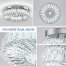 16.5 Inch Dimmable Chandelier with Remote Control LED Crystal Chandelier Modern Flush Mount Ceiling Light Fixtures for Living Room Bedroom Dining Room Entrance (dimmable-16.5") by CozyNest Decor