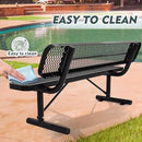 6FT Heavy Duty Park Bench with Back Portable Frame, Outdoor Metal Park Bench with Backrest, Steel Mesh Outdoor Bench for Garden, Lawn, Patio, Porch, Park, Yard (Black, 72.4" L x 23.2" W x 32.5" H) by GreenHaven Gardens