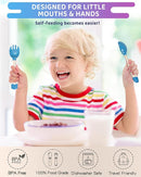 Deejoy Toddler Utensils, Self-feeding Flatware Set withTravel Case, Baby Spoons and Forks with Silicone Bendable Handle, Easy Grip Heat-Resistant, Ideal for Kids, Stage 2 (Blue) by TinyTreasures Baby Boutique