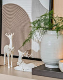 DN DECONATION 2pcs White Christmas Reindeer Statue, Indoor Reindeer Decor, Tabletop Resin Deer Figurine by CozyNest Decor